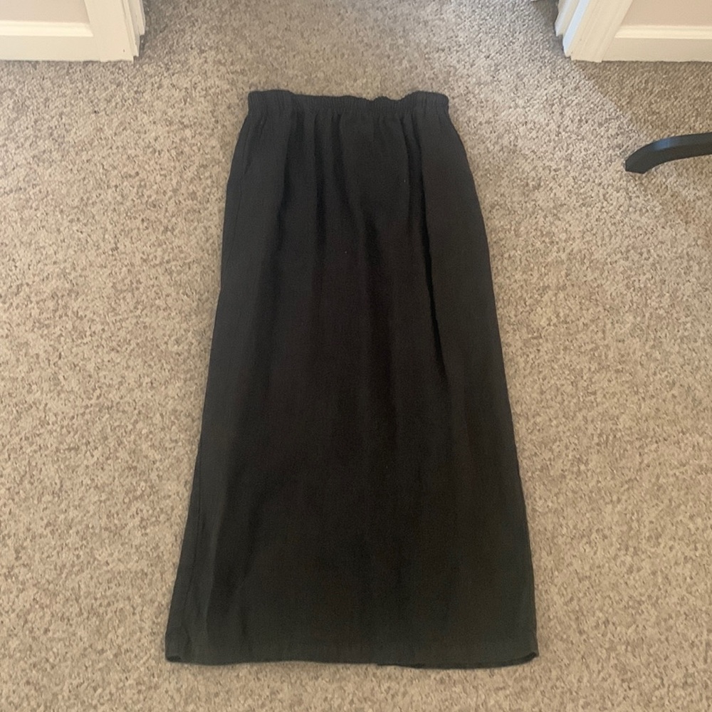 Vtg NWT Mishi black linen long boho skirt sz M made n USA